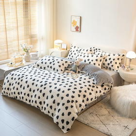 【小清新牛奶绒加厚四件套】水晶绒冬季保暖四件套 法莱绒被套 高密牛奶绒印花四件套