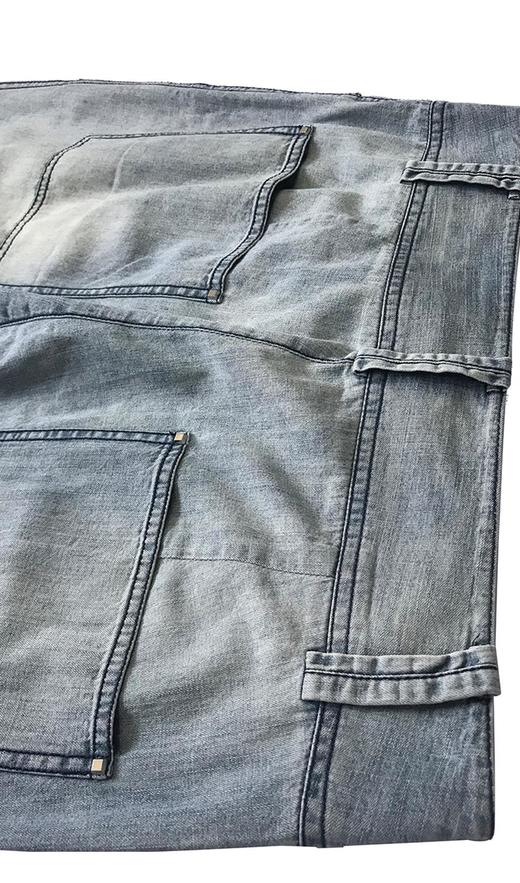 2楼名邦藏青色全棉水洗牛仔裤 商品图4