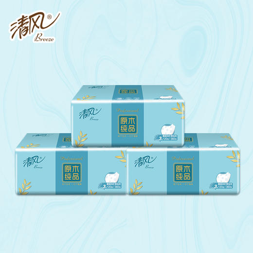 清风原木纯品3层100抽四叶草压花抽取式面纸24包 商品图2