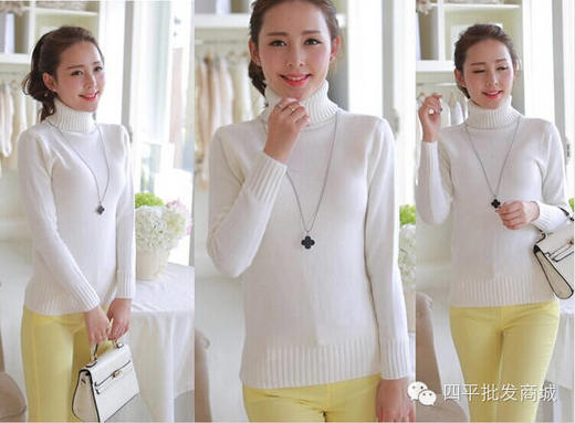 高领毛衣 修身打底衫（均码）白/黑/黄三色可选 商品图8