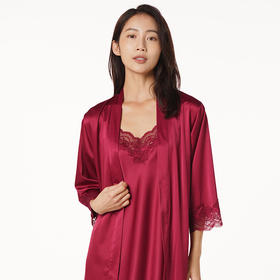 都市丽人好睡好眠女士丝质两件袍哑光弹力色丁薄家居服两件套睡衣LH23A6