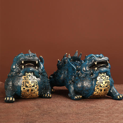 彩色纯铜貔貅摆件，办公家居装饰品 商品图5