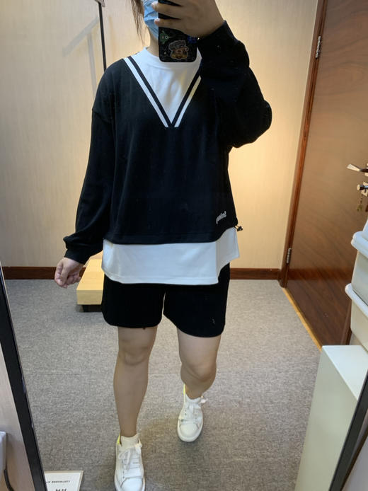 水淼2022秋新品假两件超显瘦假V领百搭针织衫爆款5125 商品图12