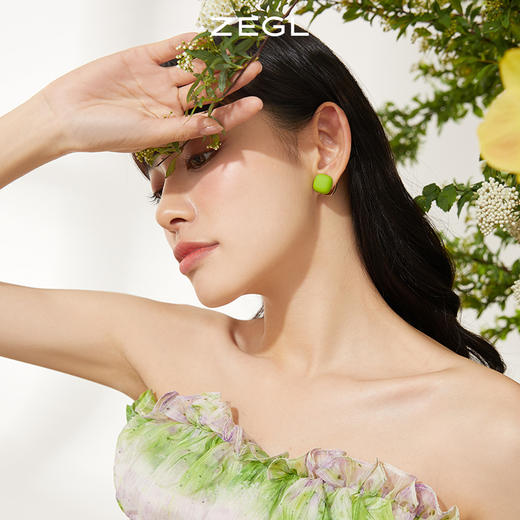 ZEGL纽扣小耳钉小众设计感耳环2022年新款潮925银针夏天气质耳饰 商品图3