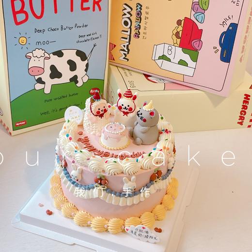 小羊小兔子小老鼠立体小动物手绘复古蛋糕-低糖处理无添加 商品图0
