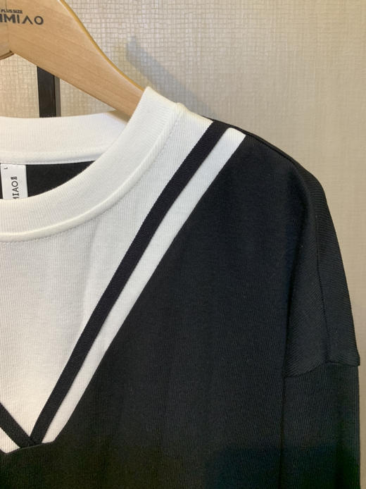 水淼2022秋新品假两件超显瘦假V领百搭针织衫爆款5125 商品图10