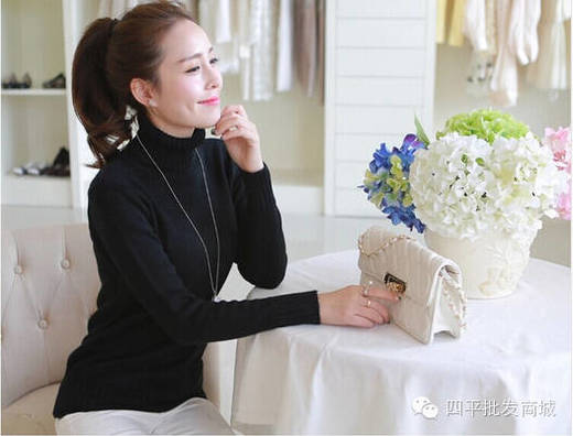 高领毛衣 修身打底衫（均码）白/黑/黄三色可选 商品图3