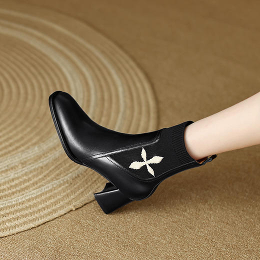 优雅百搭，新款粗跟飞织靴LD-6127 商品图11