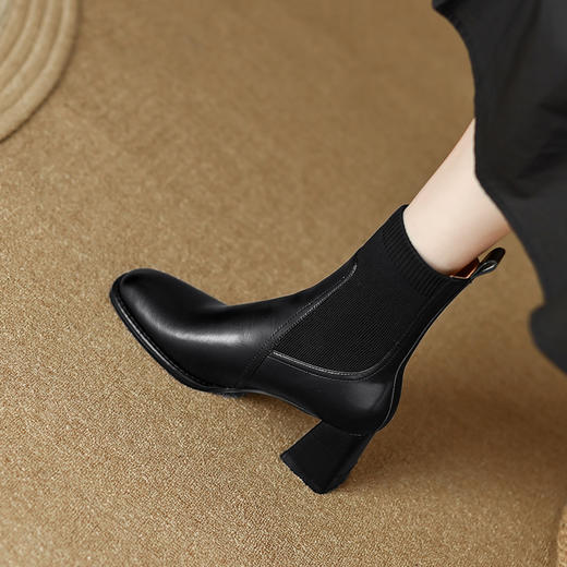 优雅百搭，新款粗跟飞织靴LD-6127 商品图10