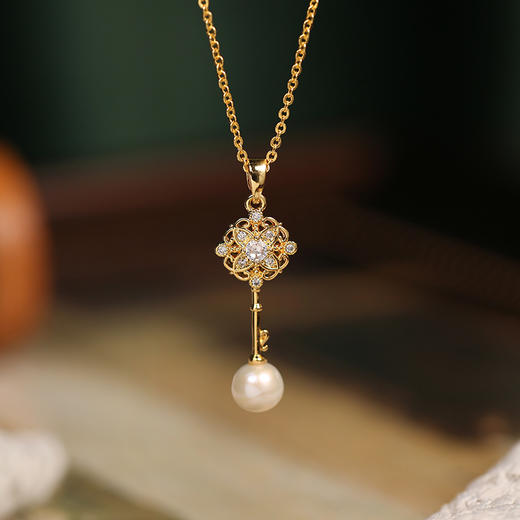 Manreya玛芮雅「女王的殿堂-密钥传说」淡水珍珠复古浪漫钥匙项链 商品图5