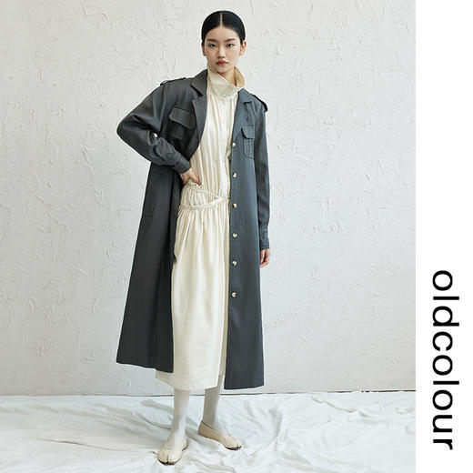oldcolour高级休闲风衣2022秋季新款法式复古英伦时尚长款外套女 商品图2