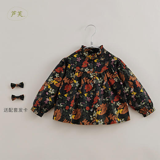 【马克珍妮 芦芙】秋装新款 女童浪漫法式印花纯棉衬衫221263 商品图1