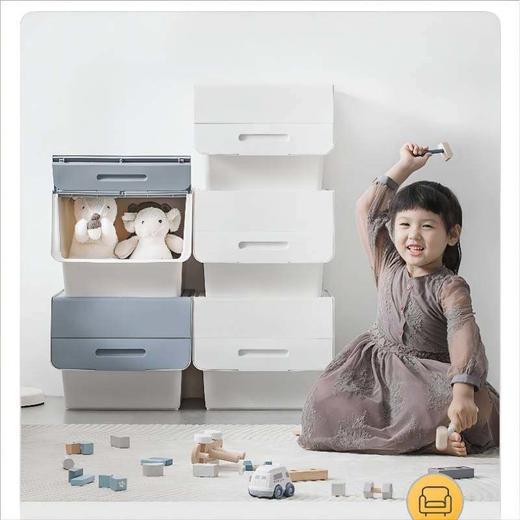 茶花塑料儿童玩具收纳箱斜口翻盖收纳箱大号3个装2885 商品图1