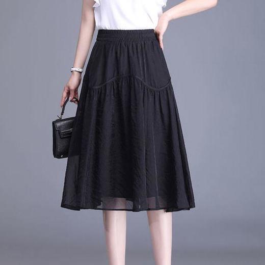 夏季半身裙女显瘦裙子2022新款高腰半裙中长款薄款a字纱裙 商品图3