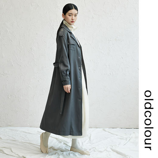 oldcolour高级休闲风衣2022秋季新款法式复古英伦时尚长款外套女 商品图3