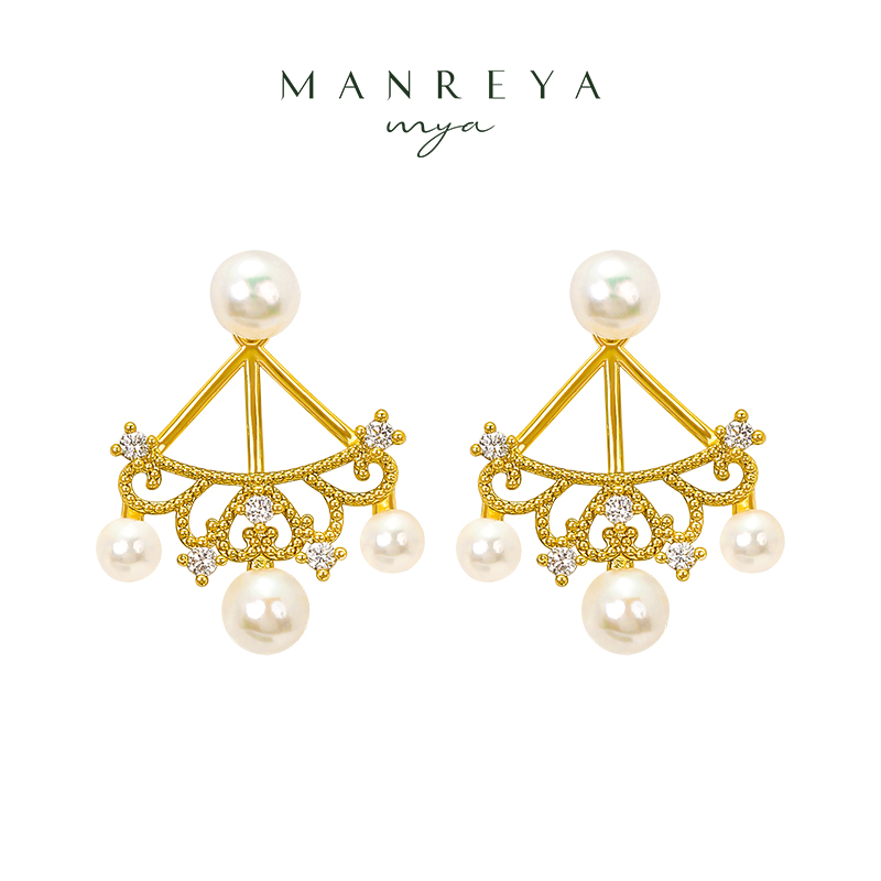Manreya玛芮雅「女王的殿堂-华丽加冕」浪漫皇冠淡水珍珠耳环