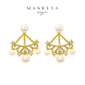 Manreya玛芮雅「女王的殿堂-华丽加冕」浪漫皇冠淡水珍珠耳环
