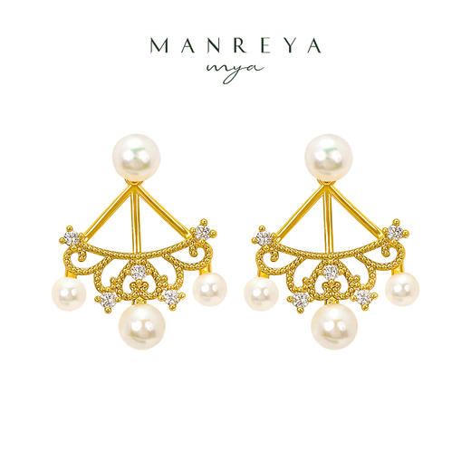 Manreya玛芮雅「女王的殿堂-华丽加冕」浪漫皇冠淡水珍珠耳环 商品图0