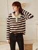 OLrain欧芮儿条纹针织衫女冬2025新款法式宽松显瘦POLO领长袖上衣 商品缩略图3