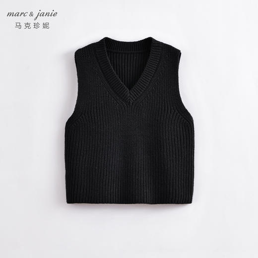马克珍妮秋装新款 男女童棉羊毛V领针织马甲221505 商品图3