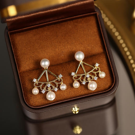 Manreya玛芮雅「女王的殿堂-华丽加冕」浪漫皇冠淡水珍珠耳环 商品图5