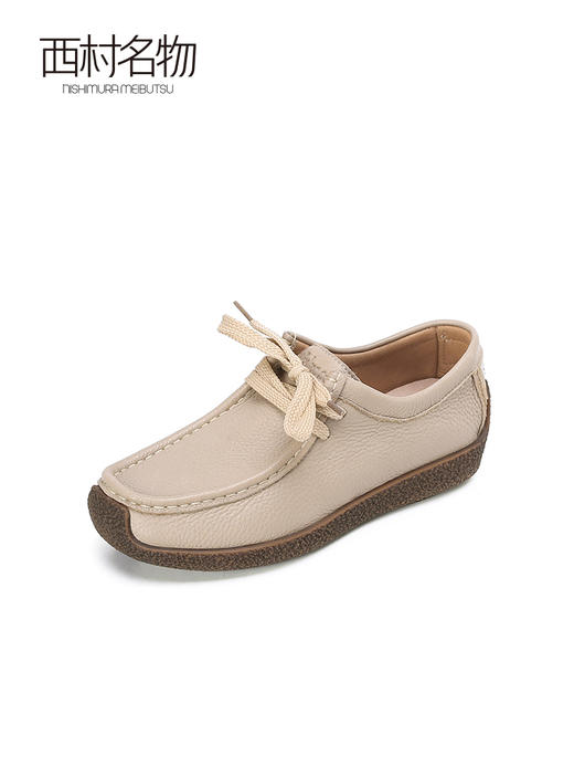 西村名物2022秋季新款真皮一脚蹬豆豆鞋软底孕妇鞋舒适单鞋37161 商品图1
