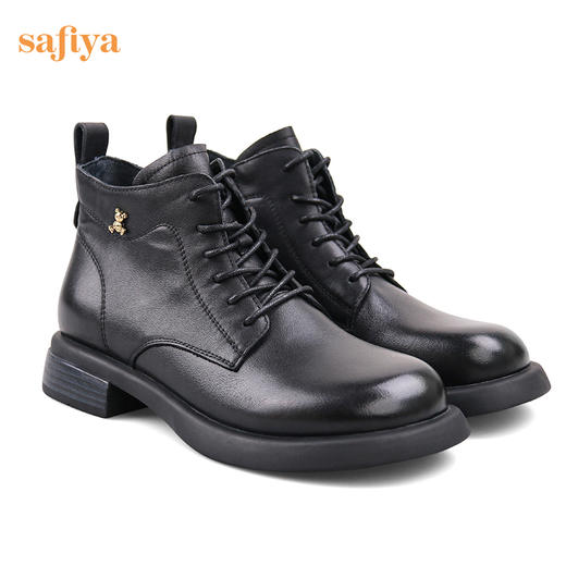 【春节不打烊】Safiya/索菲娅短靴女2022冬季新款学院风奶萌小熊扣饰娃娃圆头瘦瘦靴 SF24116010 商品图1