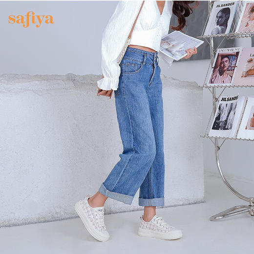 Safiya/索菲娅休闲鞋女2022秋季新品厚底学生蕾丝小香风百搭帆布鞋 SF23112190 商品图2