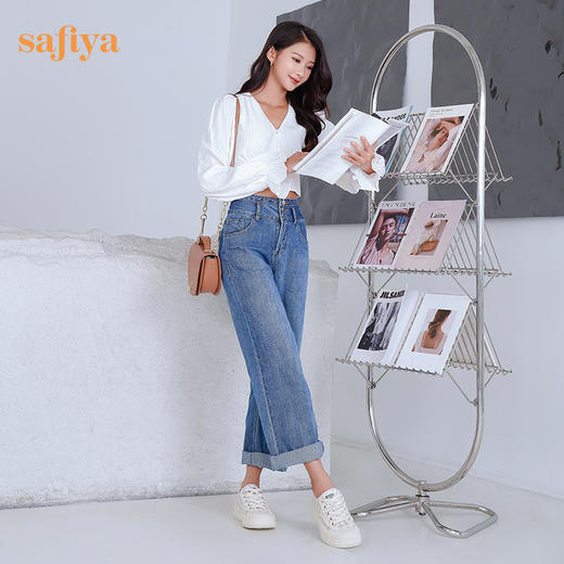 Safiya/索菲娅休闲鞋女2022秋季新品厚底学生蕾丝小香风百搭帆布鞋 SF23112190 商品图3