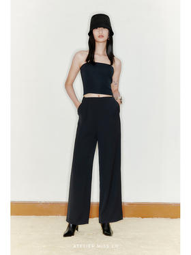 【黑巧滑梯】宽松直筒垂感高腰长裤/2200025