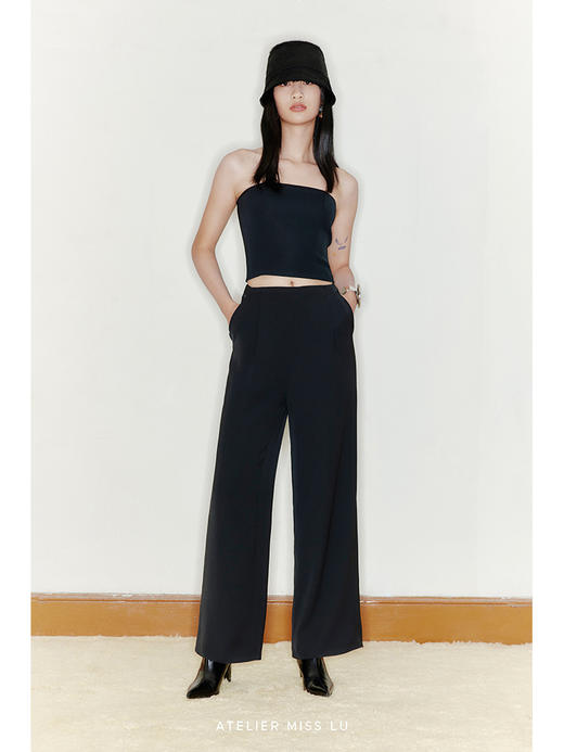 【黑巧滑梯】宽松直筒垂感高腰长裤/2200025 商品图0