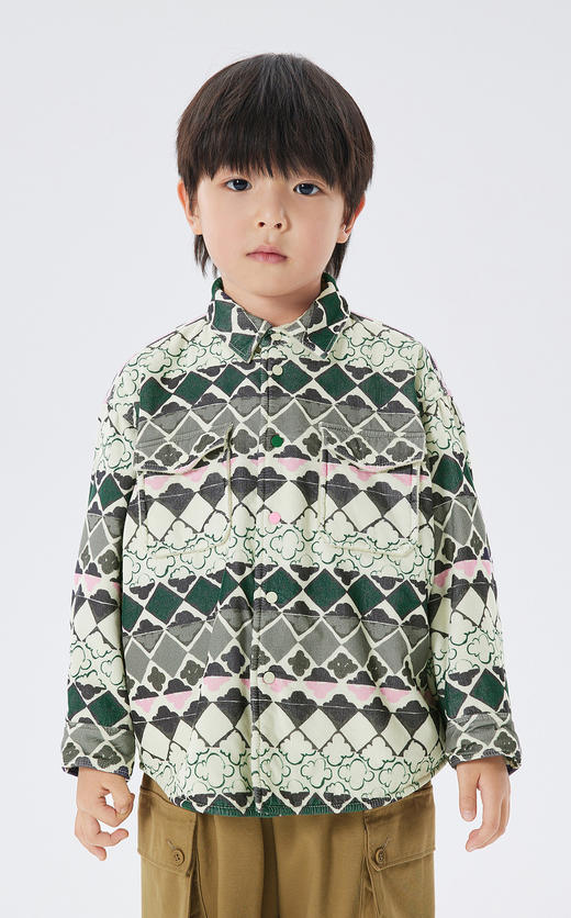 江南布衣童  22年秋款  印花长袖衬衫  1M8211630 商品图4