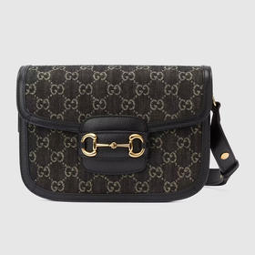 GUCCI 古驰 女士 GG 提花牛仔布 马衔扣1955系列 斜挎单肩包 混色 602204 UN3BG 1274