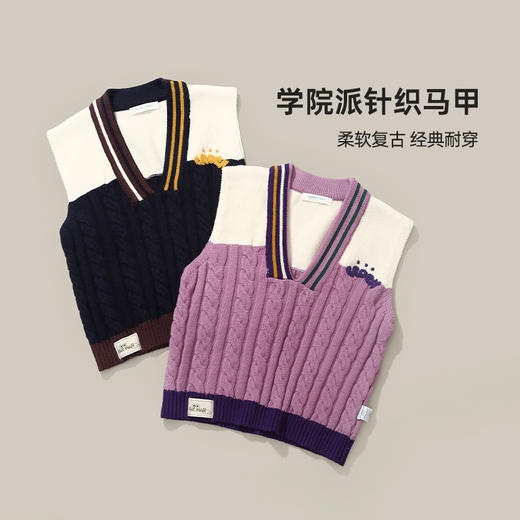 【100元任选5件】【复古学院风 叠穿不压身 】学院派针织马甲PQMY22004 商品图3