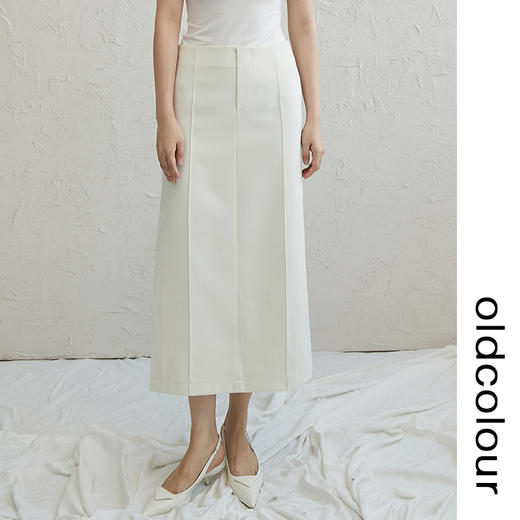 oldcolour纯色简约半身裙2022秋新款开叉自制高级感小众气质长裙 商品图1