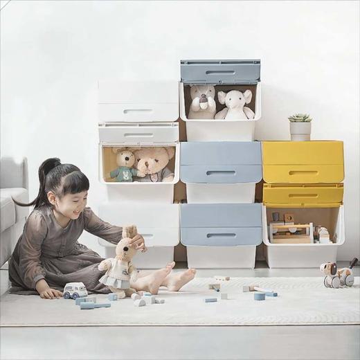 茶花塑料儿童玩具收纳箱斜口翻盖收纳箱大号3个装2885 商品图2