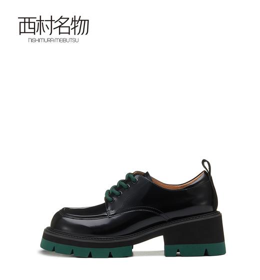 西村名物拼色单鞋女秋季复古皮鞋粗跟厚底牛津鞋2022新款37011 商品图1