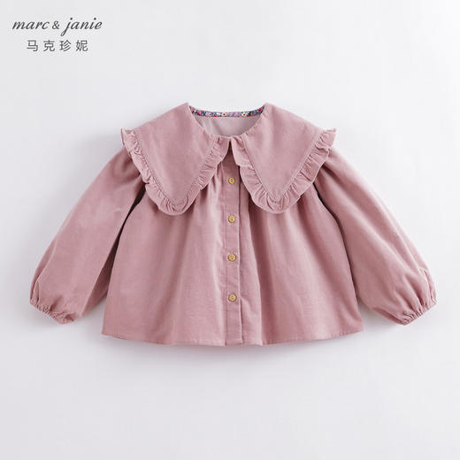 马克珍妮秋装新款 女童花边大翻领灯芯绒衬衫221568 商品图0