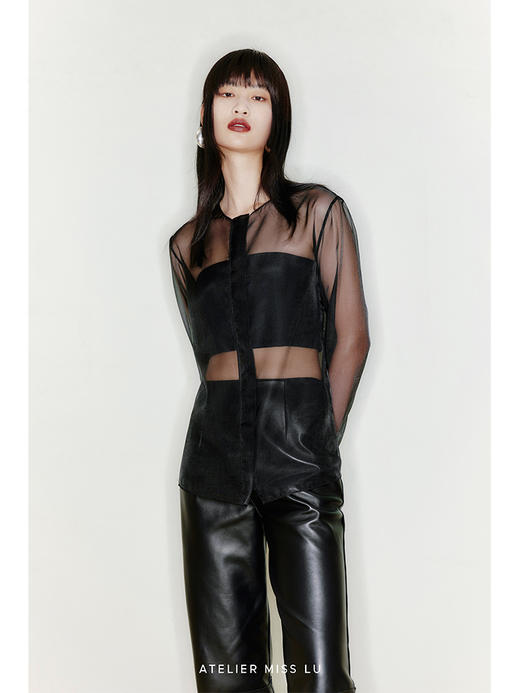 【夜半】天然绵羊皮革直切毛边设计直筒皮裤/2200027 商品图1