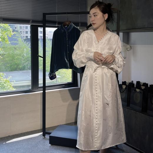 预定|盛唐牡丹 真丝提花长袖连衣裙 .潮快闪[福利品] 商品图0