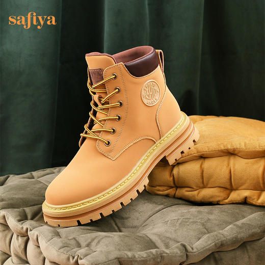 【新春秒杀】Safiya/索菲娅 马丁靴（有加绒款）女英伦风系带高帮2022冬季厚底大黄靴女 SF24116182 商品图8