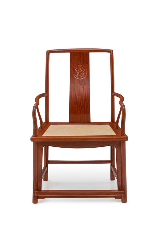 红桥红  家具严选  缅甸花梨（大果紫檀）【藤面 宝蕴楼扇形 南官帽椅】 商品图0