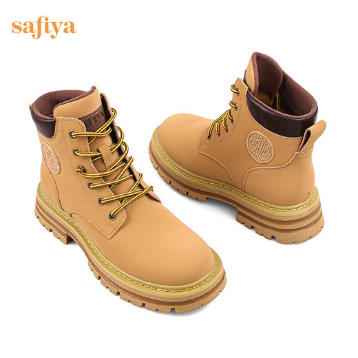 【新春秒杀】Safiya/索菲娅 马丁靴（有加绒款）女英伦风系带高帮2022冬季厚底大黄靴女 SF24116182 商品图11