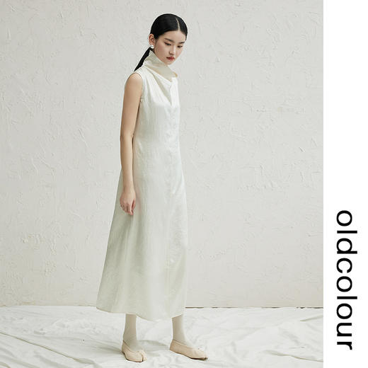 oldcolour白色简约连衣裙2022秋季新款法式气质高级感无袖长裙女 商品图1