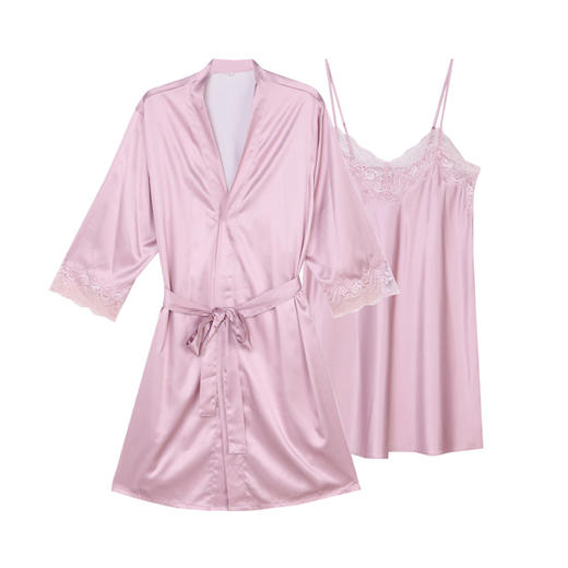 都市丽人好睡好眠女士丝质两件袍哑光弹力色丁薄家居服两件套睡衣LH23A6 商品图5