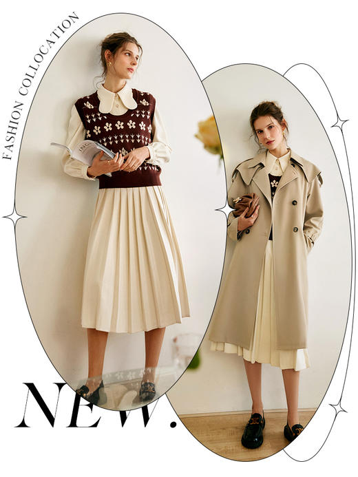 欧芮儿卡其色风衣外套女春季2022新款法式优雅宽松英伦设计感大衣 商品图1