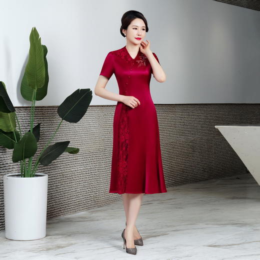 醋酸2022秋季新款婚礼女高贵喜婆婆服装婚宴礼服连衣裙HYX-22-098 商品图4