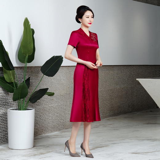 醋酸2022秋季新款婚礼女高贵喜婆婆服装婚宴礼服连衣裙HYX-22-098 商品图2