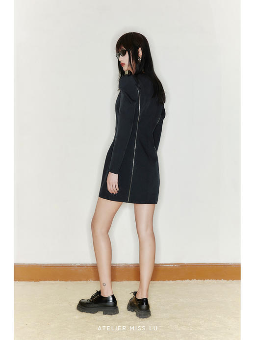 【泡泡骑士】金属拉链分割廓形袖收腰外套连衣裙/22000039 商品图1