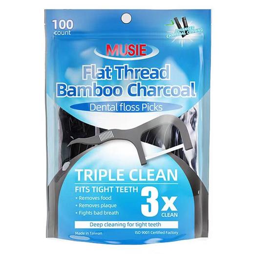 迈索丝 竹炭扁线牙线棒 100支/袋 商品图0